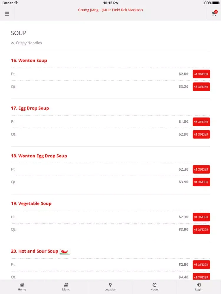 Chang Jiang - (Muir Field Rd) Madison Online Ordering iPad  Ekran Görüntüleri