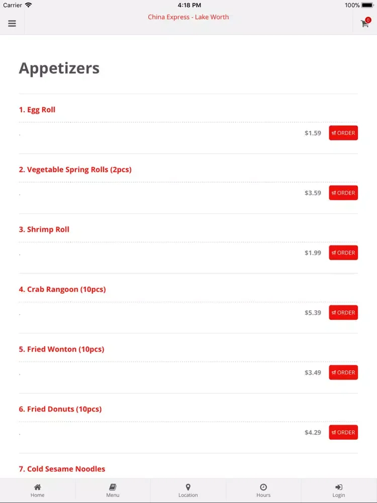 Ảnh chụp màn hình của China Express Lake Worth iPad 