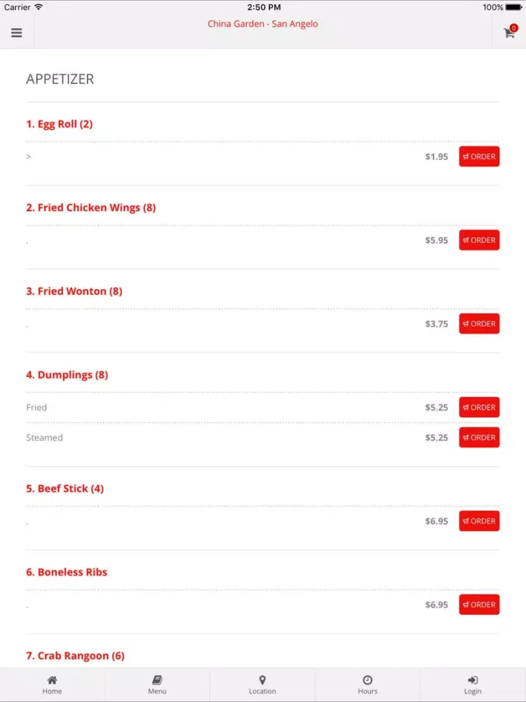 Captures d'écran de China Garden - San Angelo Online Ordering iPad 