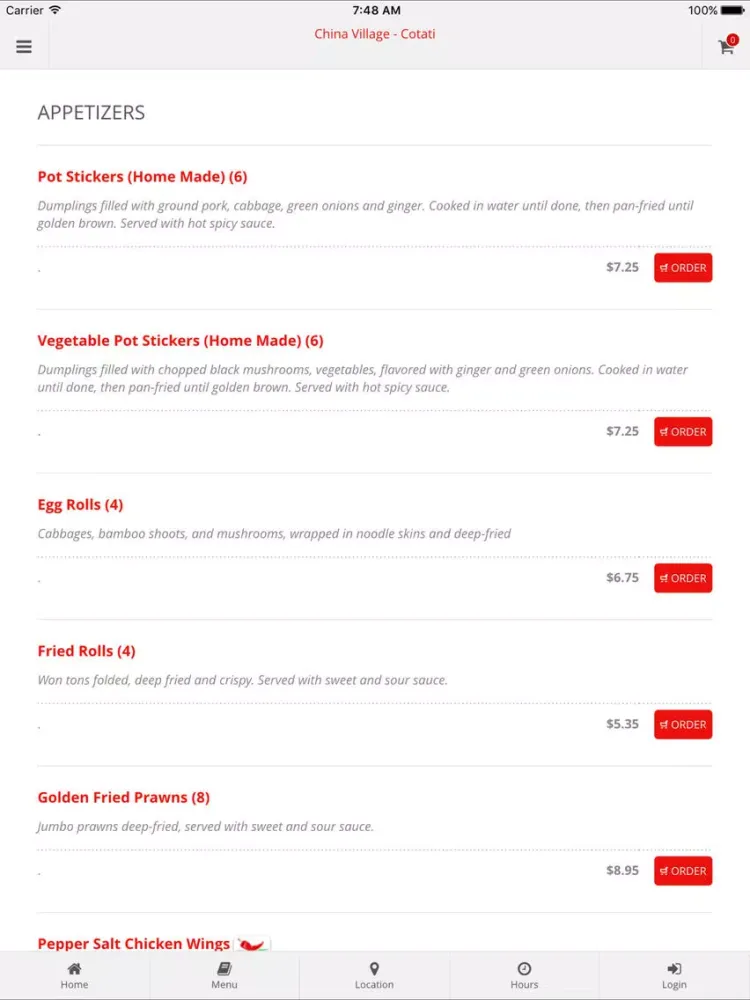 Captures d'écran de China Village - Cotati Online Ordering iPad 