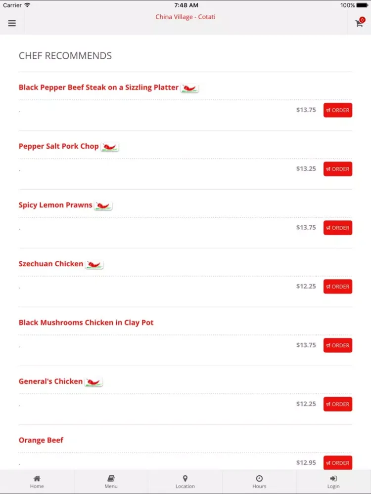 Captures d'écran de China Village - Cotati Online Ordering iPad 