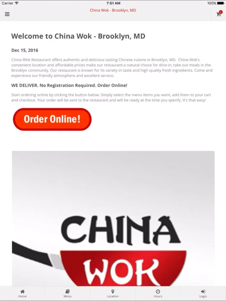 China Wok - Brooklyn, MD iPad  Ekran Görüntüleri
