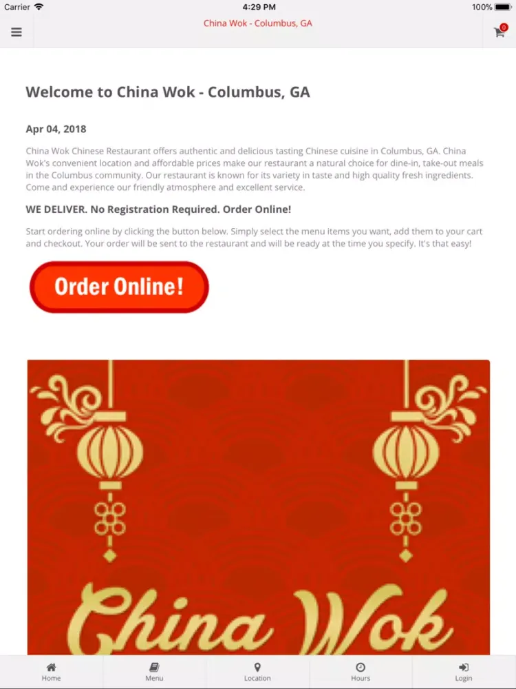 China Wok Columbus GA iPad 应用截图
