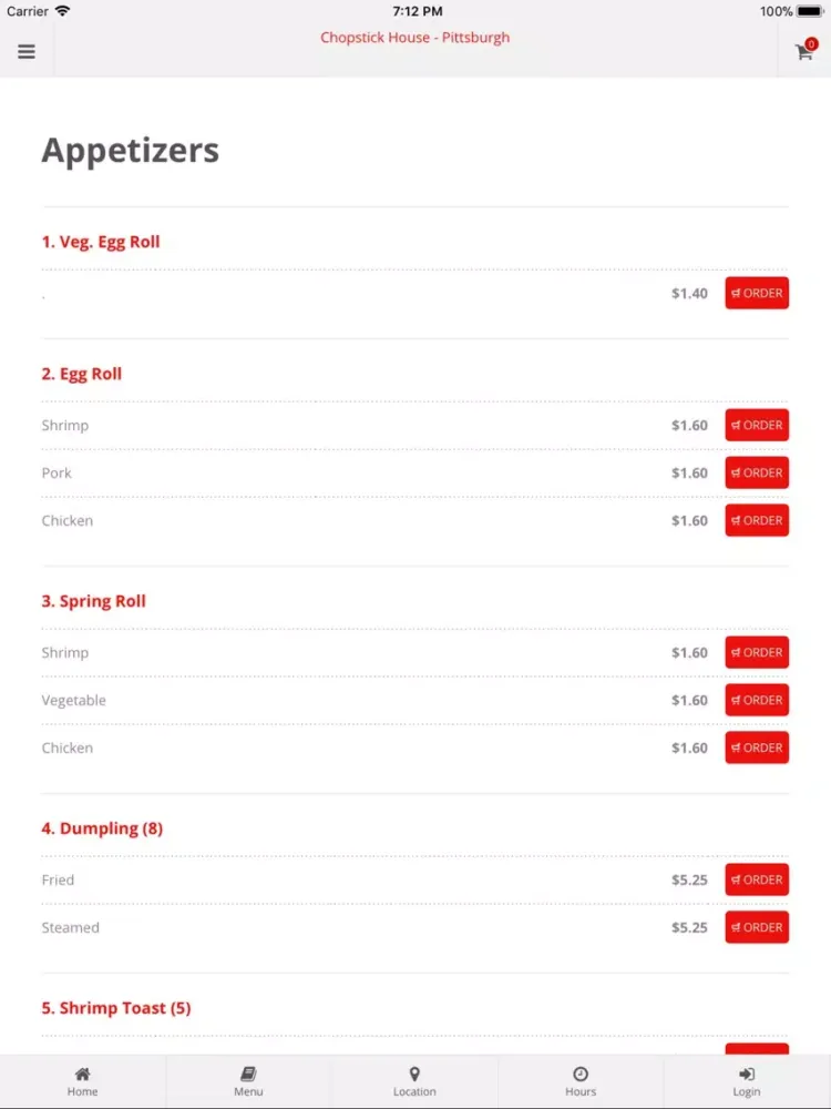 Capturas de tela do Chopstick House Pittsburgh iPad 