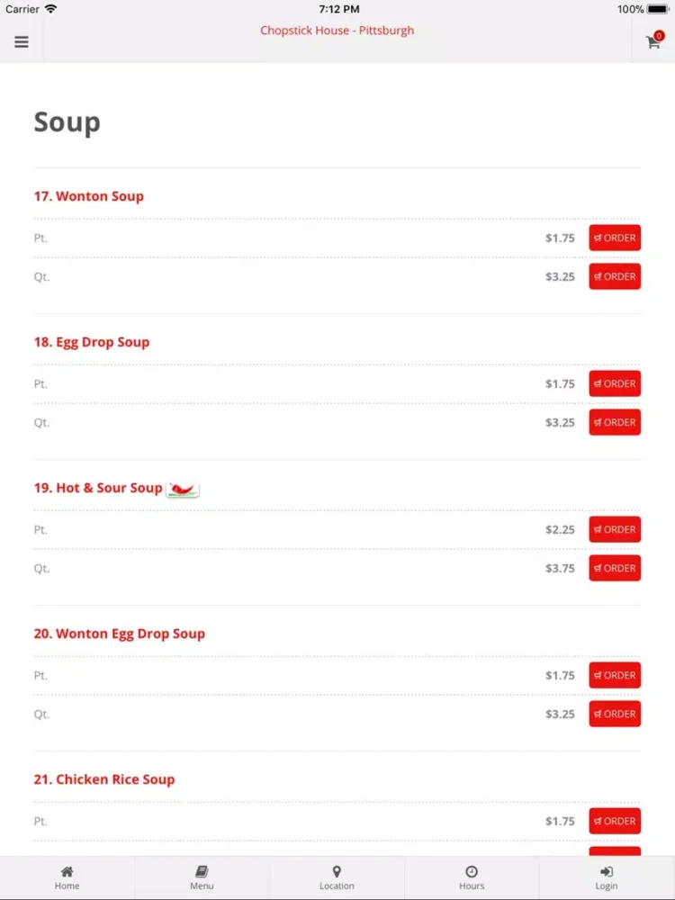 Capturas de tela do Chopstick House Pittsburgh iPad 