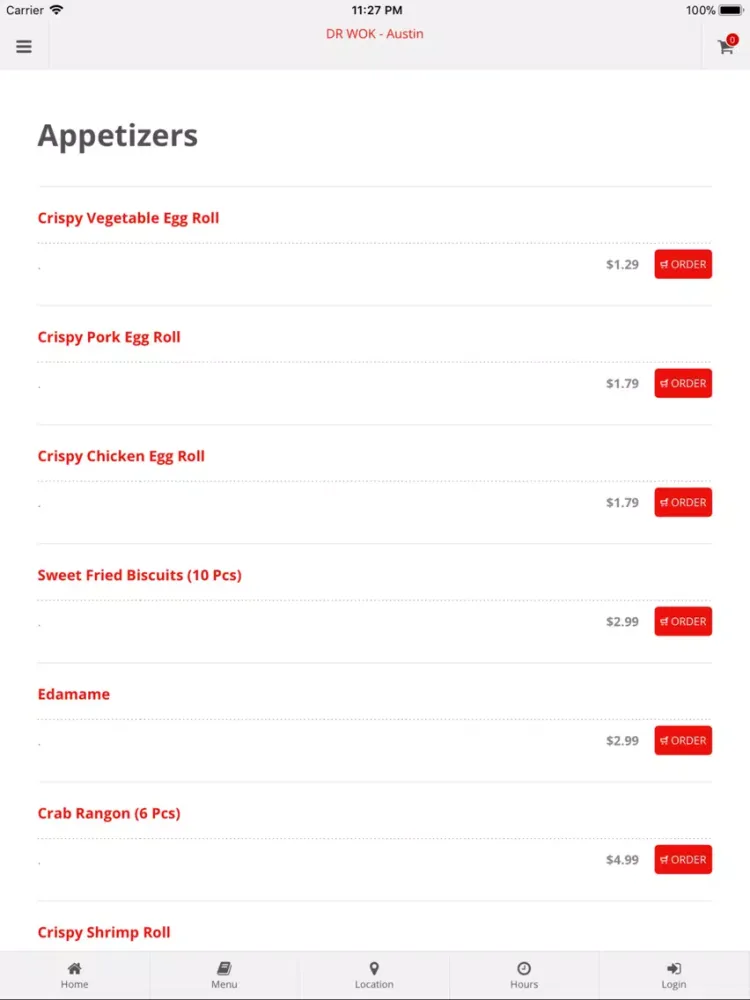 Capturas de tela do DR WOK Austin iPad 