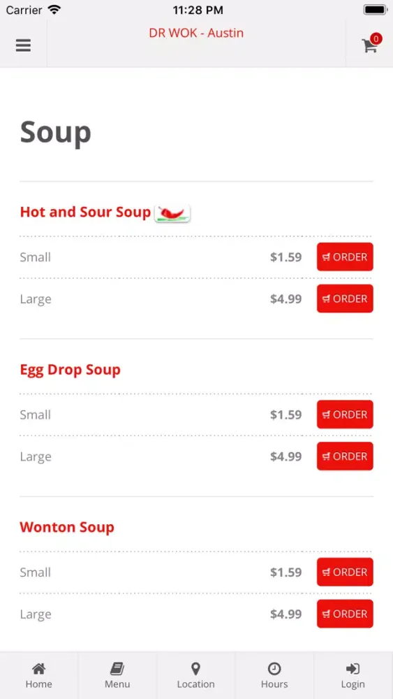 Capturas de tela do DR WOK Austin