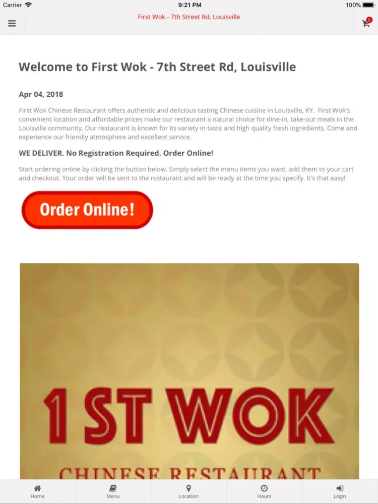 Capturas de pantalla de First Wok Louisville KY iPad 
