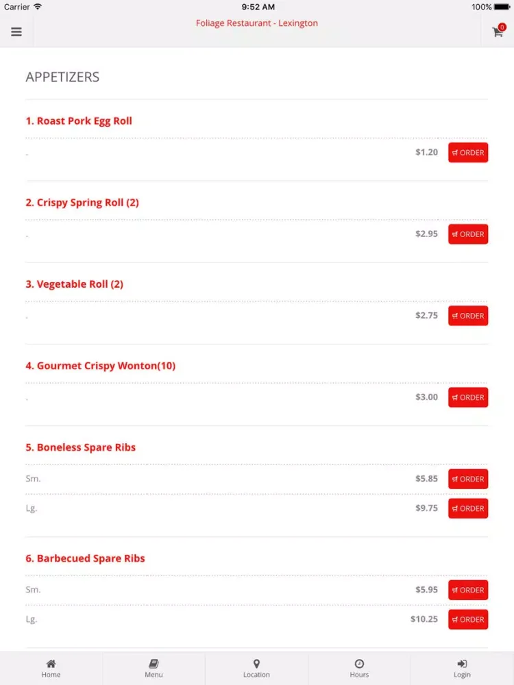 ภาพหน้าจอของ Foliage Restaurant - Lexington Online Ordering iPad 