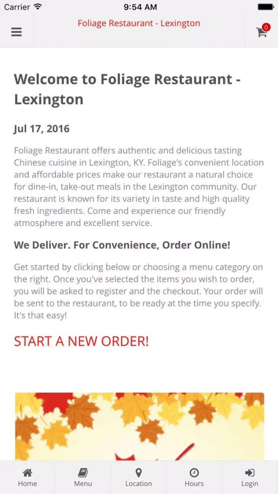 ภาพหน้าจอของ Foliage Restaurant - Lexington Online Ordering