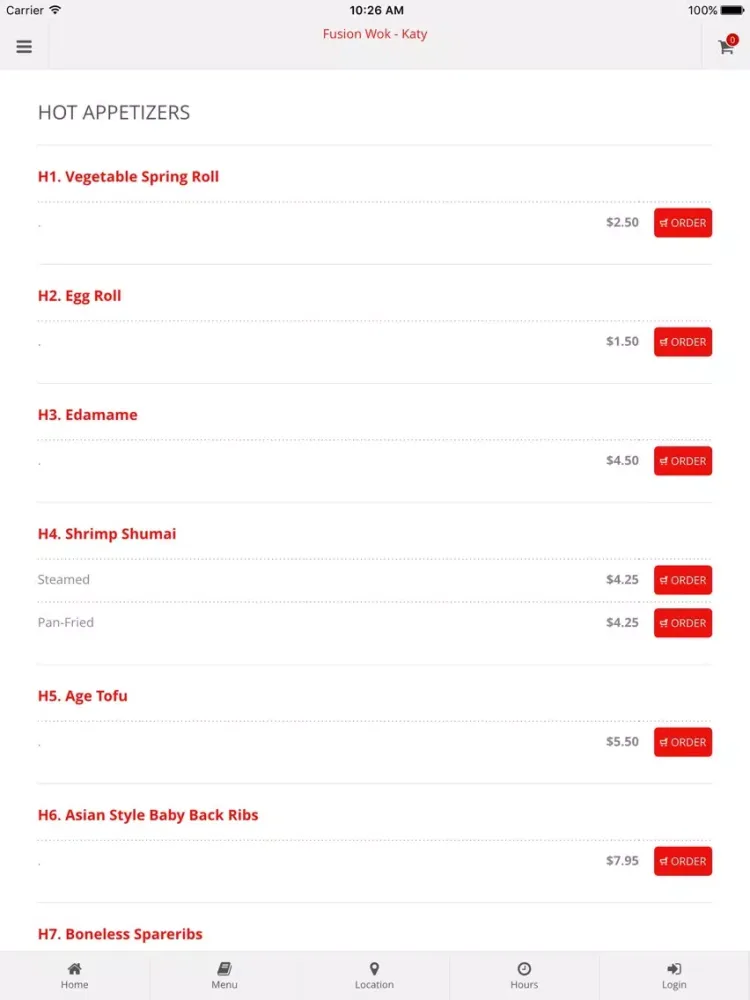 Fusion Wok - Katy Online Ordering iPad  Screenshots