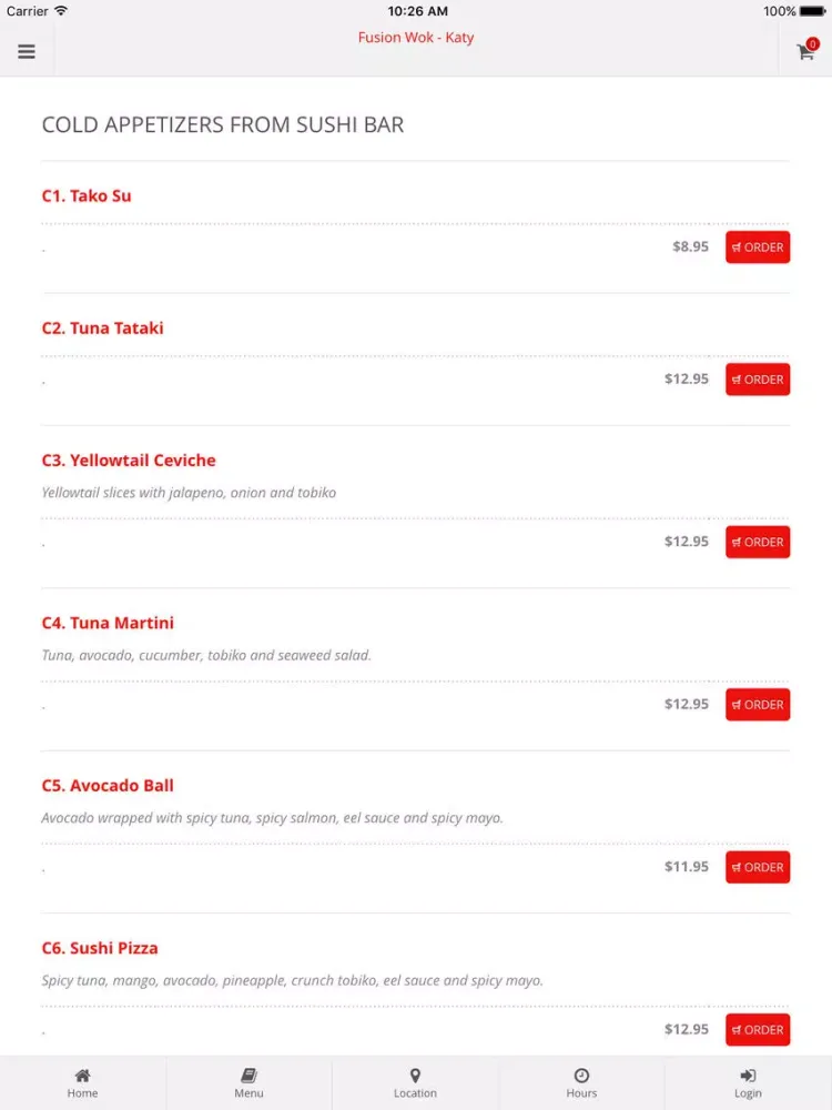Fusion Wok - Katy Online Ordering iPad  Screenshots