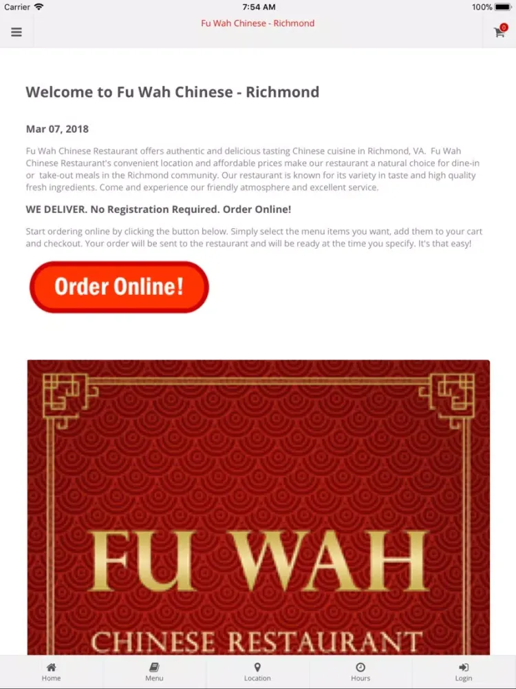 Fu Wah Chinese Richmond iPad 應用截圖