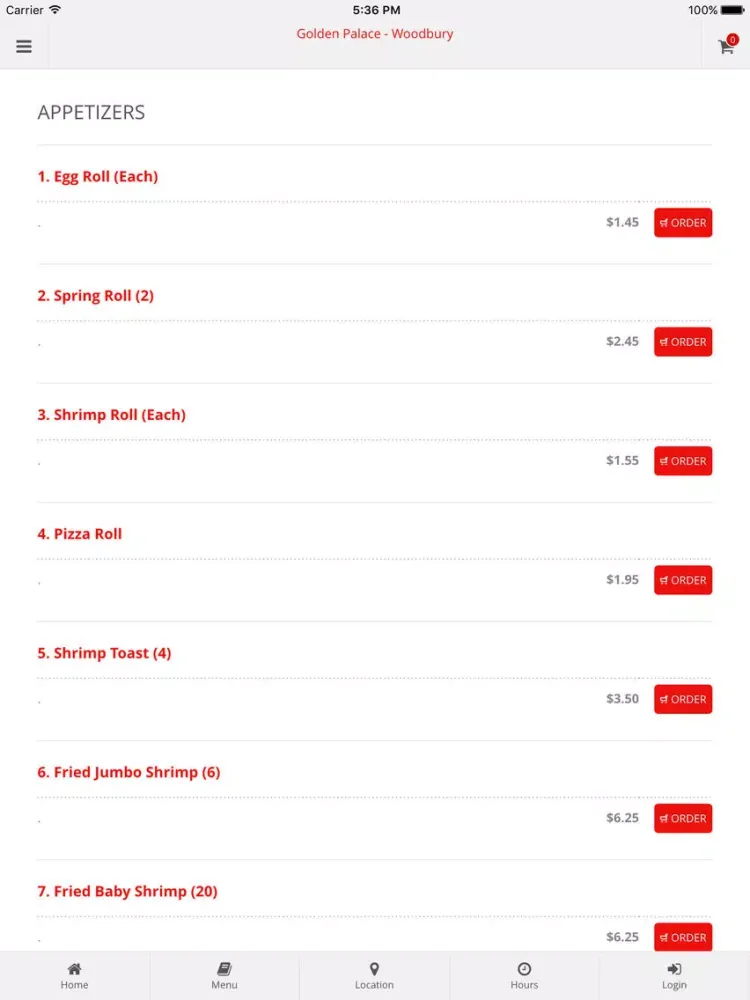 Golden Palace - Woodbury Online Ordering iPad 应用截图