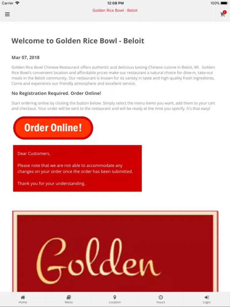 Golden Rice Bowl Beloit iPad  स्क्रीनशॉट
