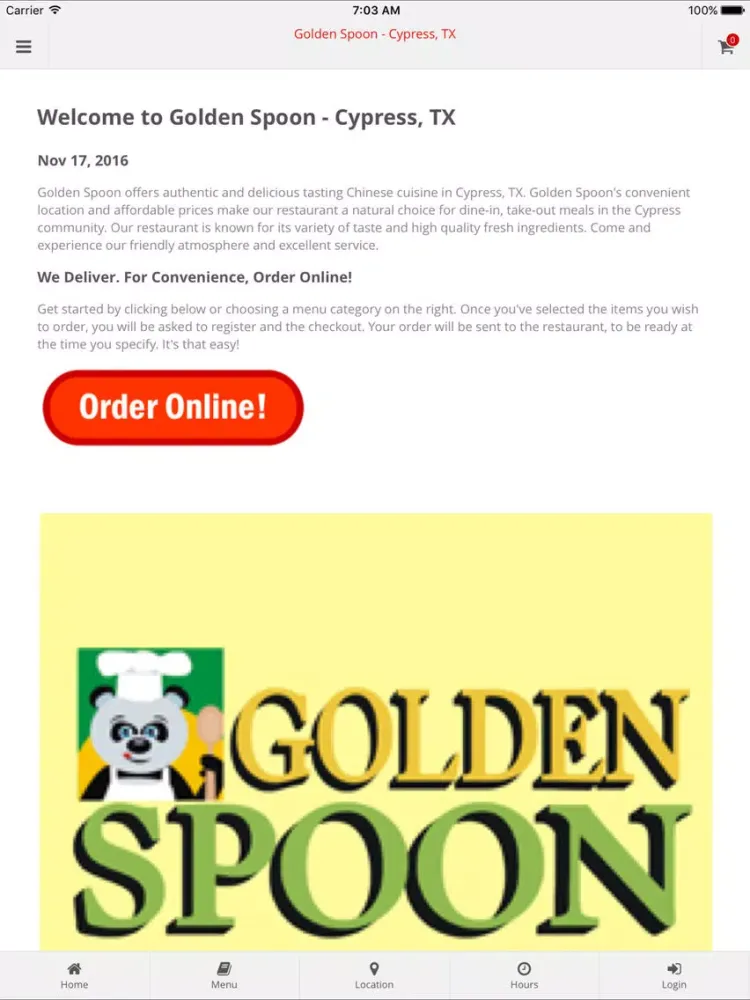 Golden Spoon - Cypress, TX iPad  스크린샷