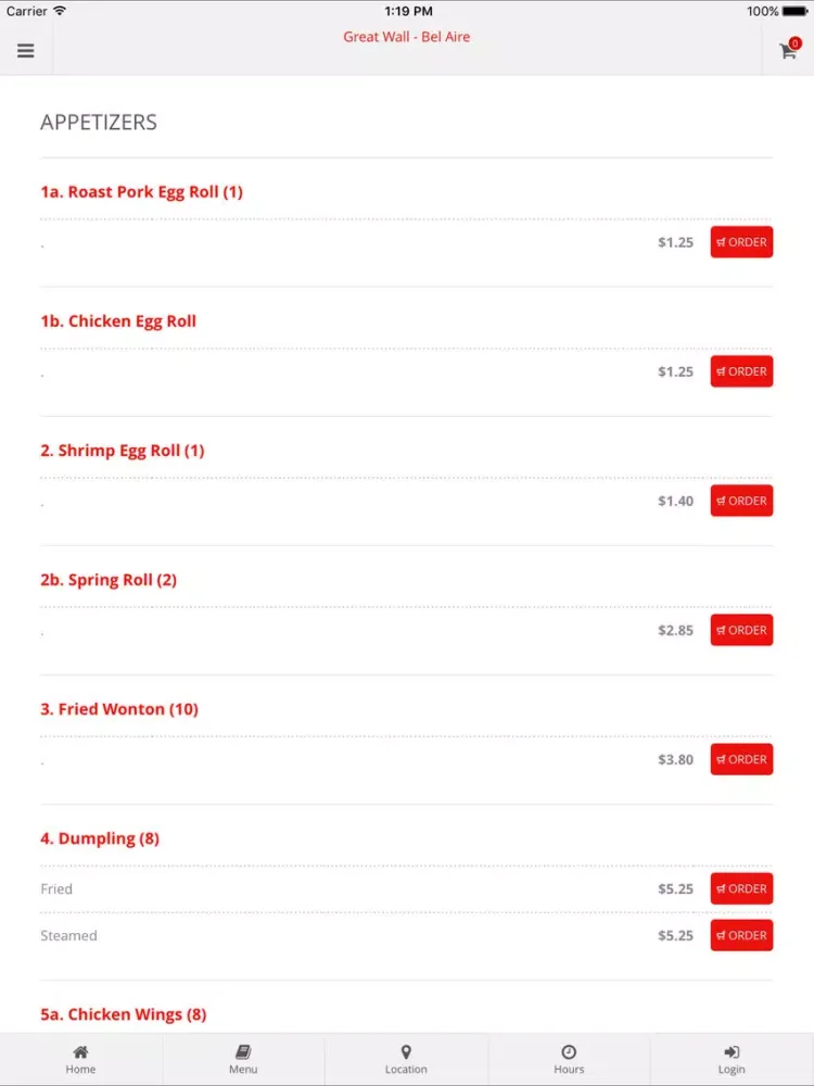 Скриншоты Great Wall Restaurant Bel Aire iPad 