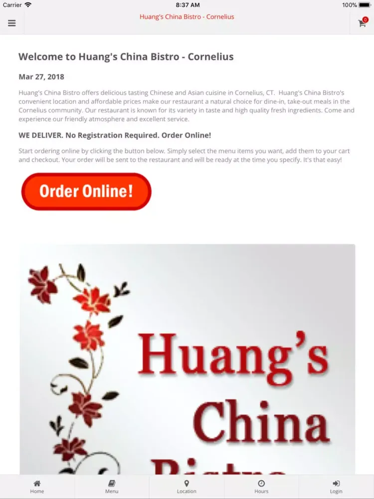 Скриншоты Huang's China Bistro Cornelius iPad 