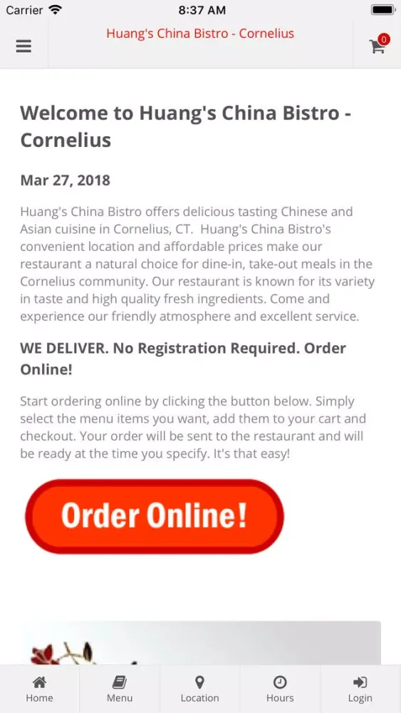 Скриншоты Huang's China Bistro Cornelius