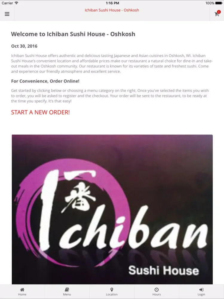 Ichiban Sushi House - Oshkosh iPad 應用截圖
