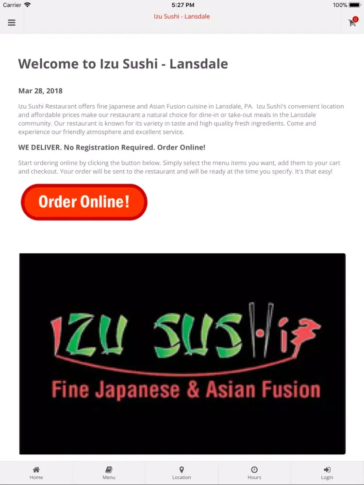 Capturas de pantalla de Izu Sushi Lansdale iPad 