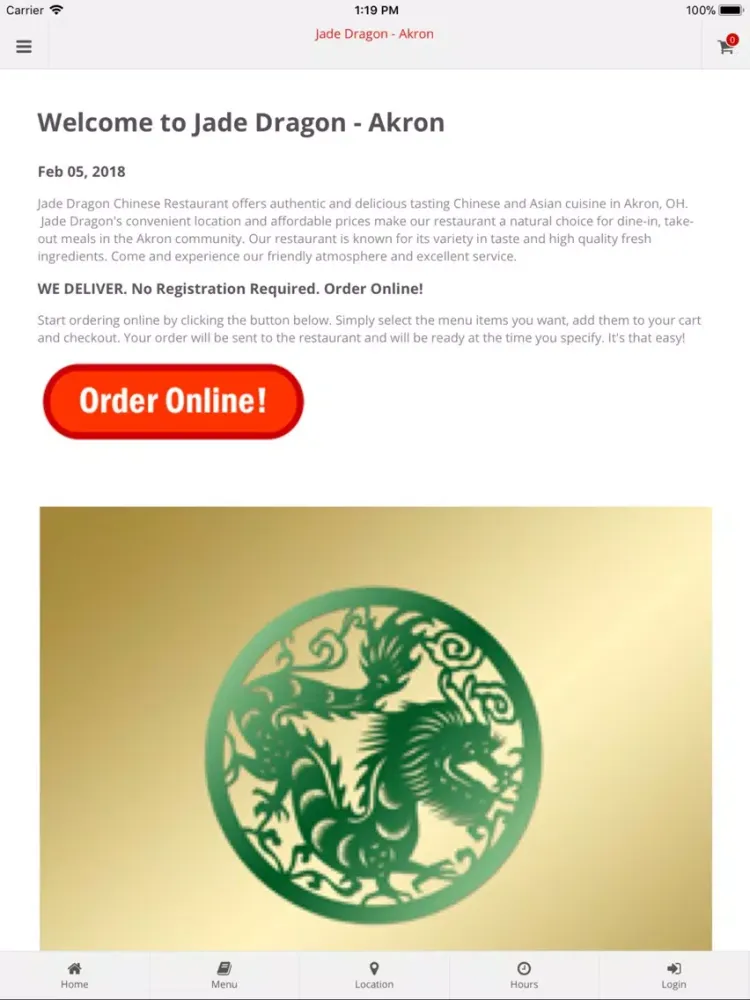 Jade Dragon Akron iPad  스크린샷