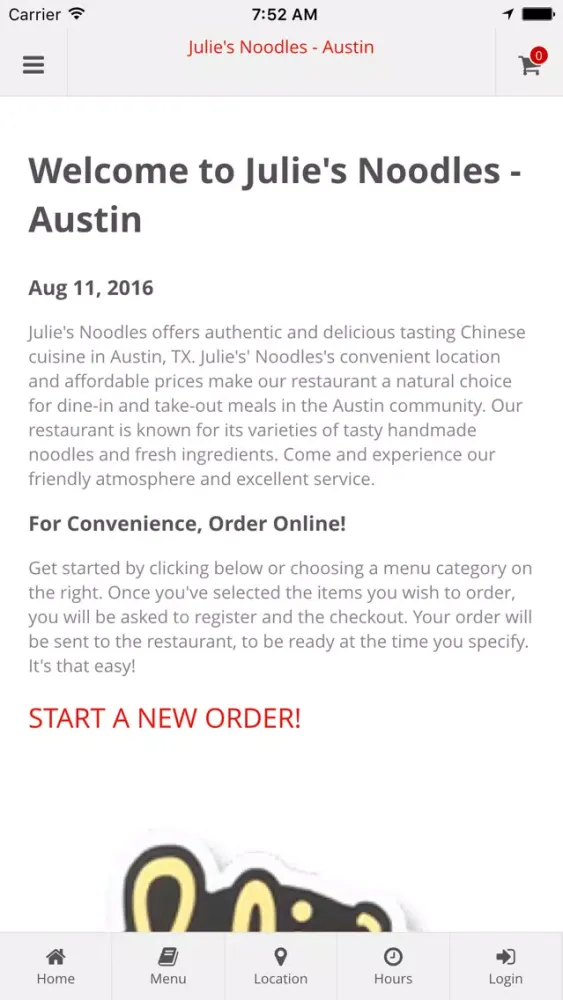Julie's Noodles - Austin Online Ordering Screenshots