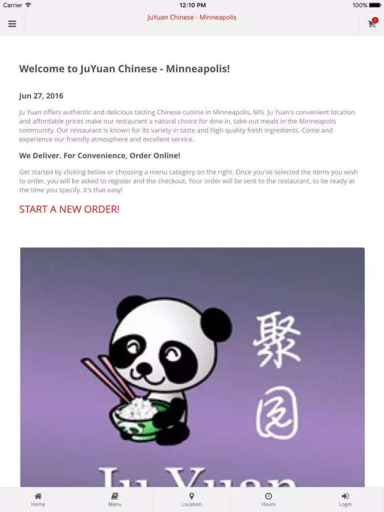Ju Yuan Chinese Restaurant - Minneapolis Online Ordering iPad  스크린샷