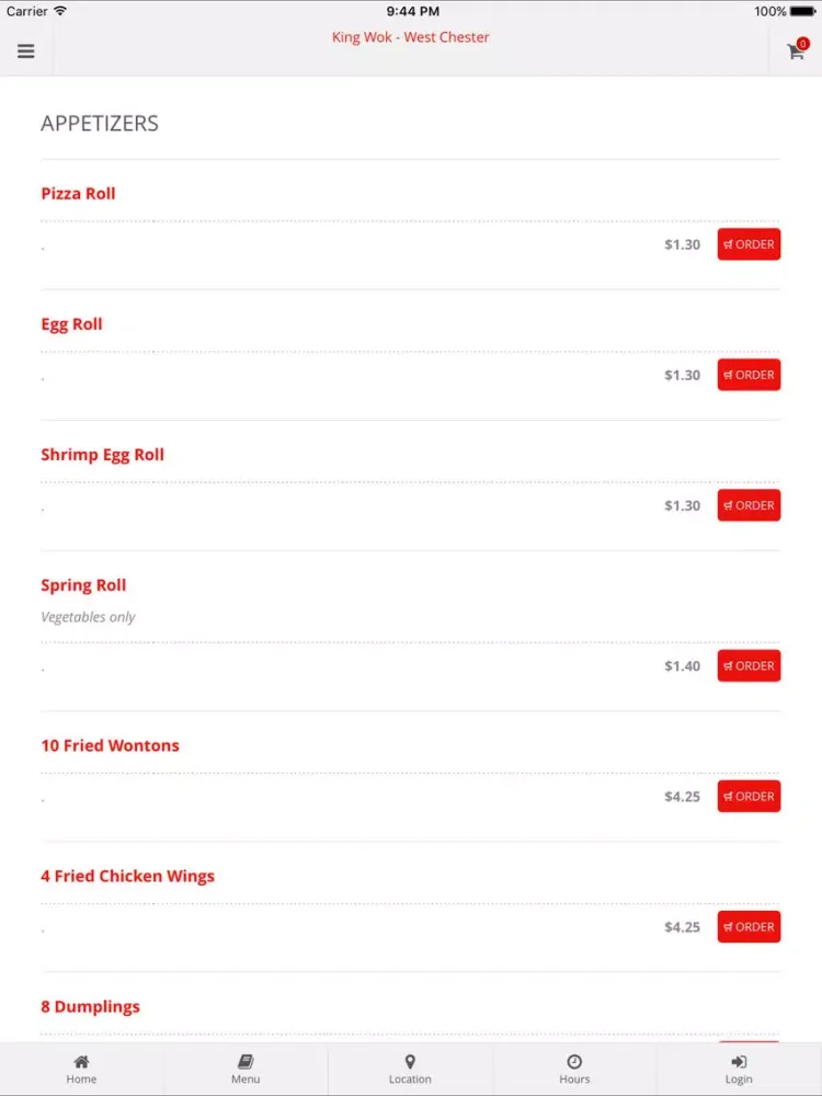 Tangkapan layar King Wok - West Chester iPad 