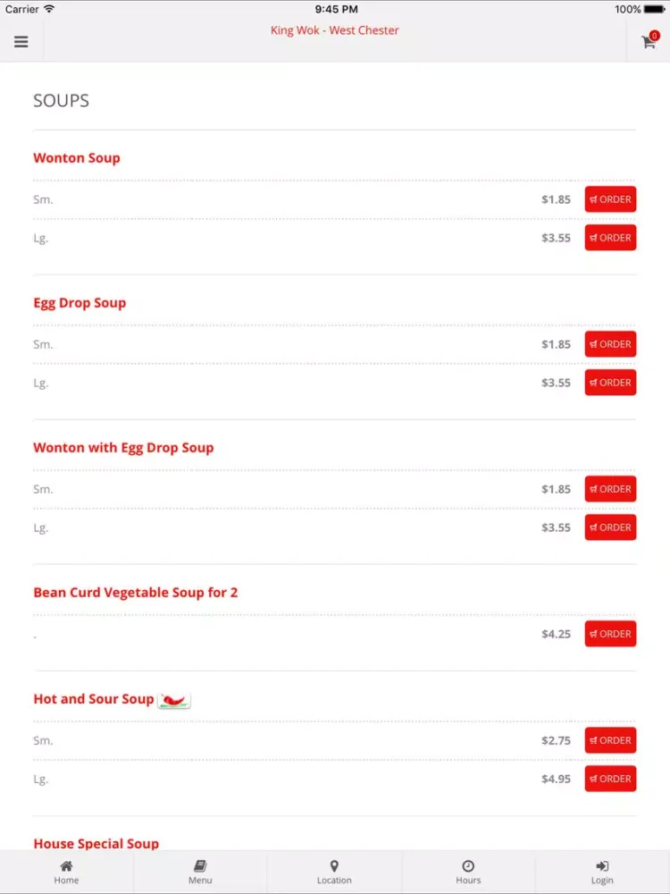 Tangkapan layar King Wok - West Chester iPad 