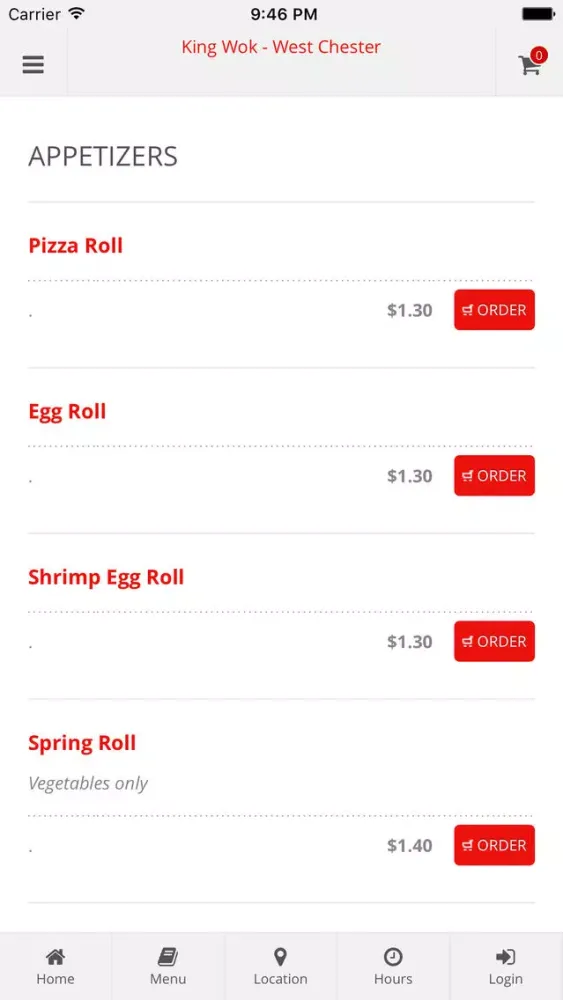 Tangkapan layar King Wok - West Chester