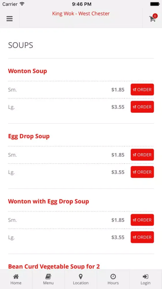 Tangkapan layar King Wok - West Chester
