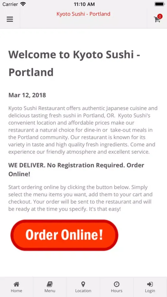 Tangkapan layar Kyoto Sushi Portland