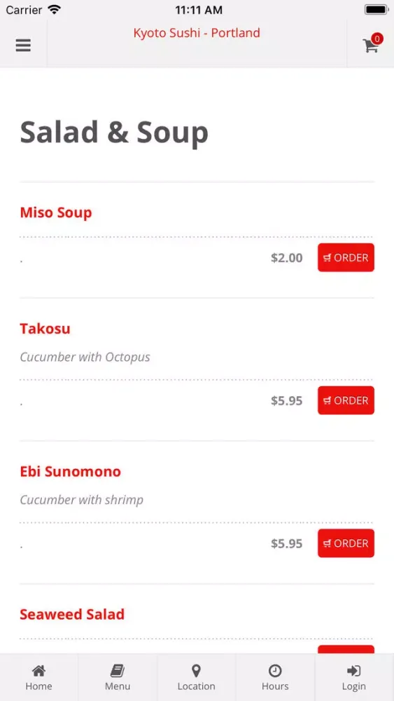 Tangkapan layar Kyoto Sushi Portland