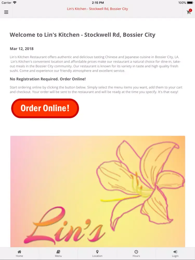 Capturas de tela do Lin's Kitchen Bossier City iPad 