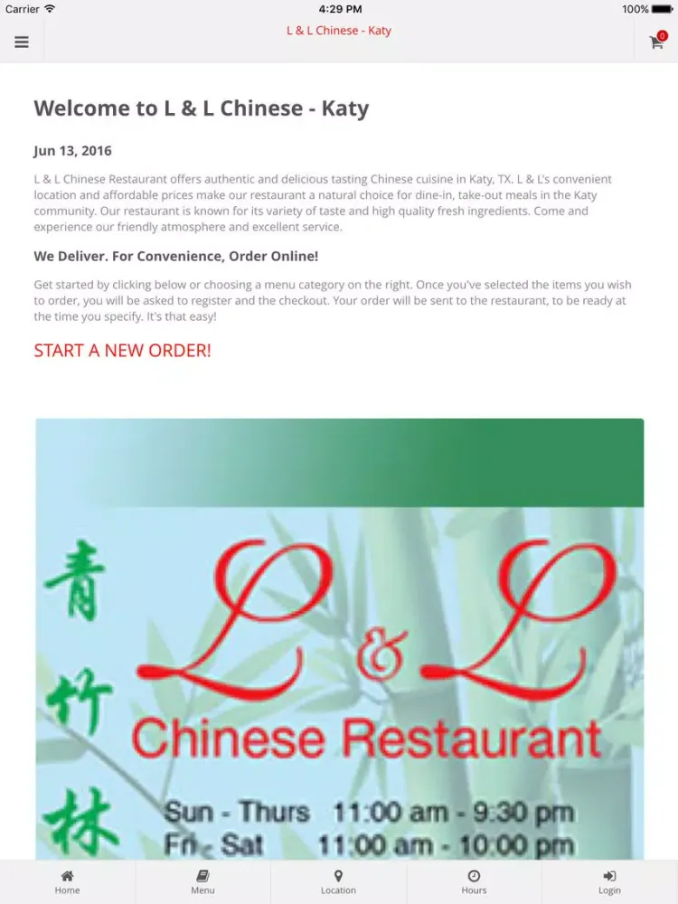Screenshot di L & L Chinese - Katy Online Ordering iPad 