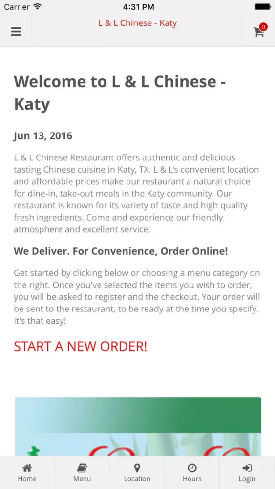 Screenshot di L & L Chinese - Katy Online Ordering