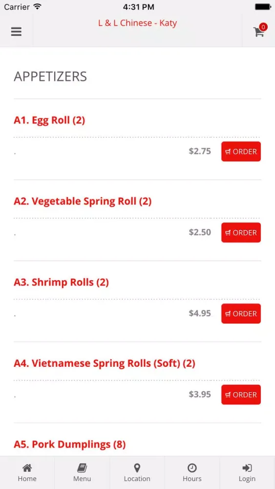 Screenshot di L & L Chinese - Katy Online Ordering