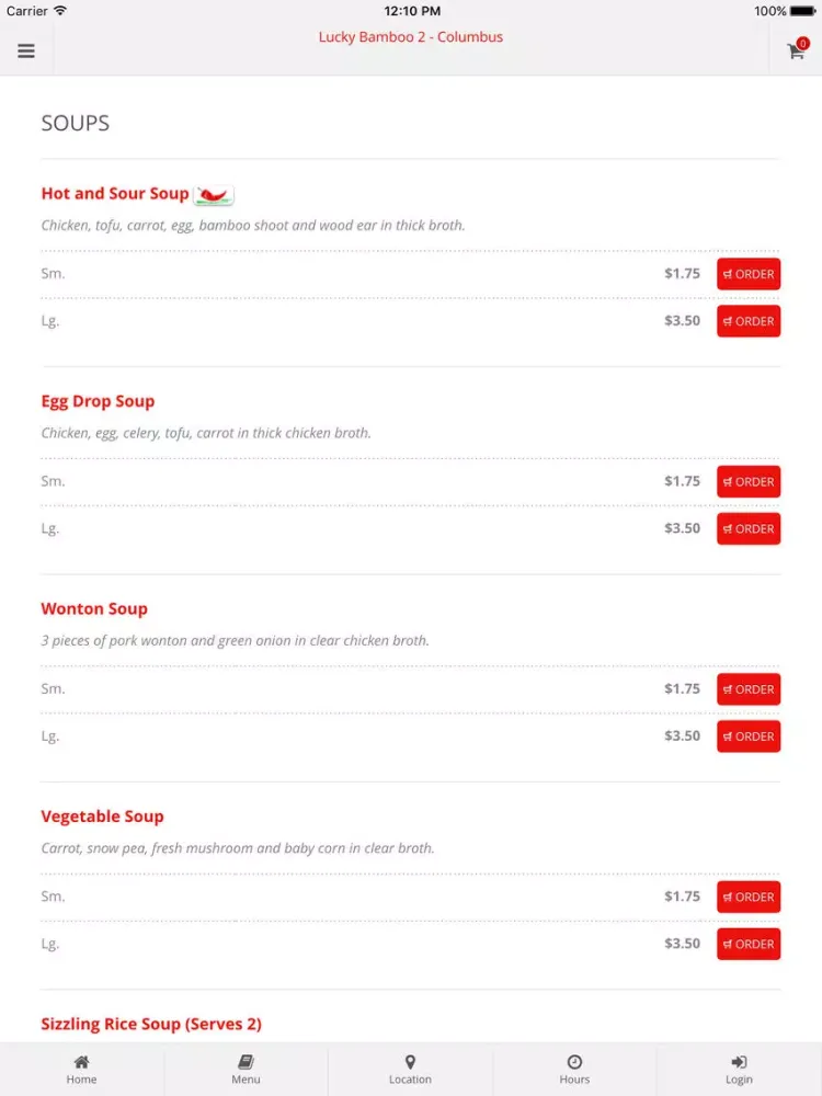 Lucky Bamboo 2 - Columbus Online Ordering iPad 应用截图