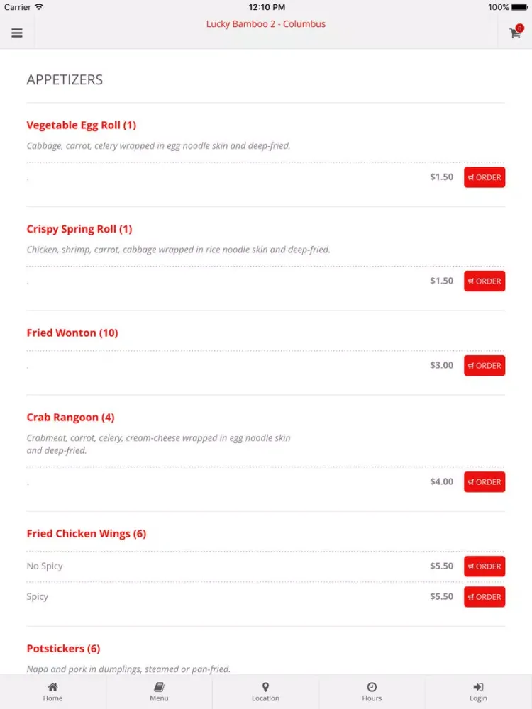 Lucky Bamboo 2 - Columbus Online Ordering iPad 应用截图