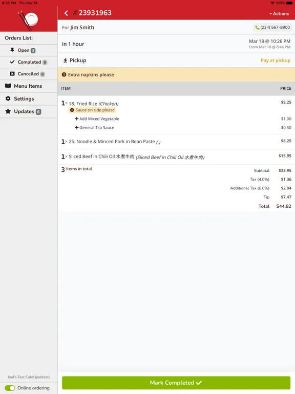 Capturas de tela do Chinese Menu Online Manager iPad 