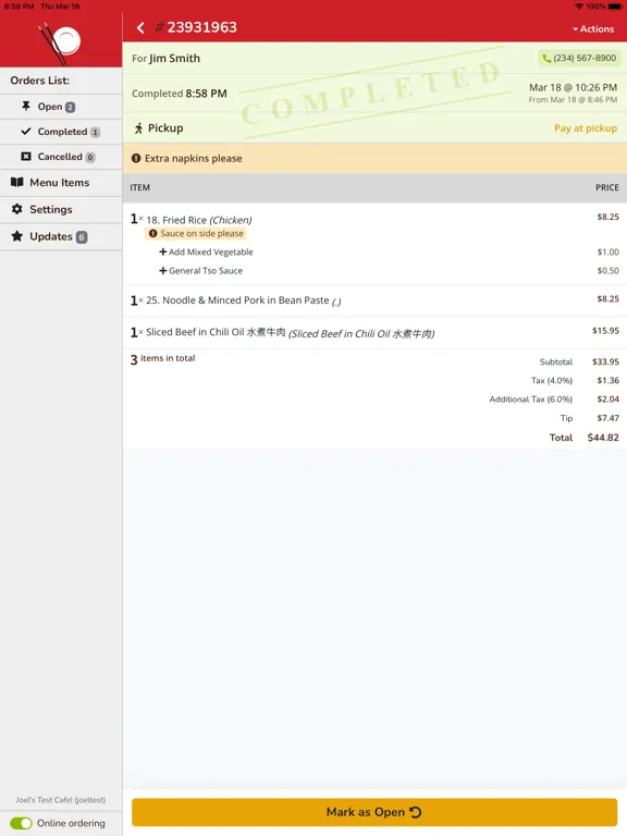 Capturas de tela do Chinese Menu Online Manager iPad 