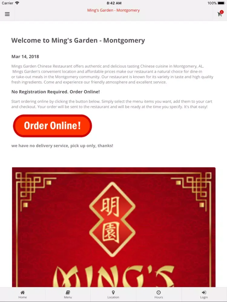 Ming's Garden Montgomery iPad 应用截图