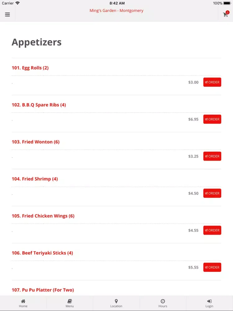 Ming's Garden Montgomery iPad 应用截图
