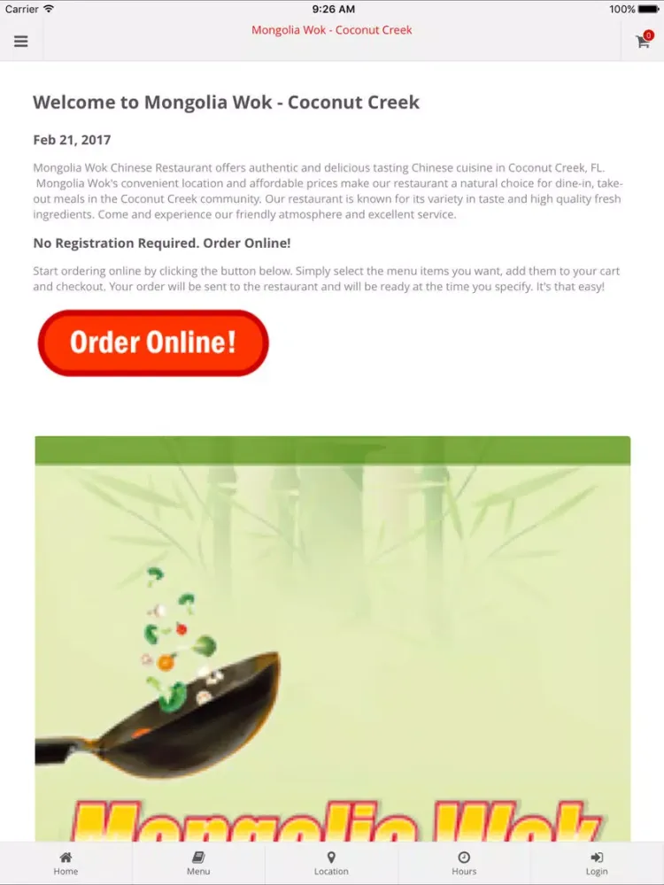 Mongolia Wok Coconut Creek iPad  Screenshots