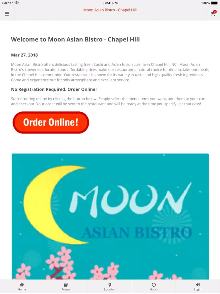 Скриншоты Moon Asian Bistro Chapel Hill iPad 