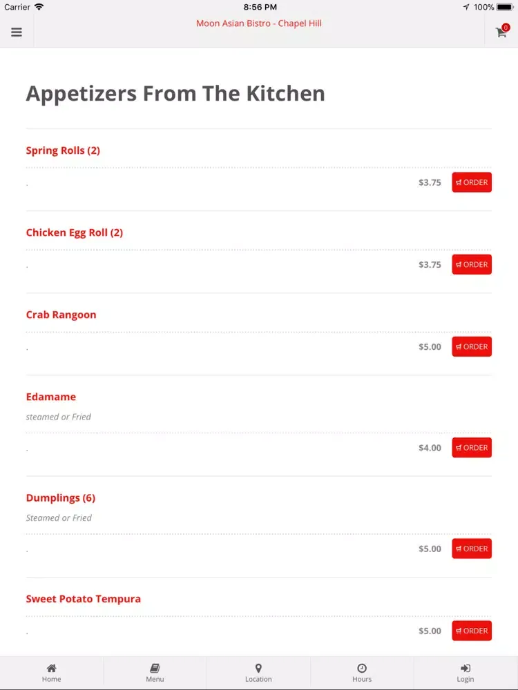 Скриншоты Moon Asian Bistro Chapel Hill iPad 