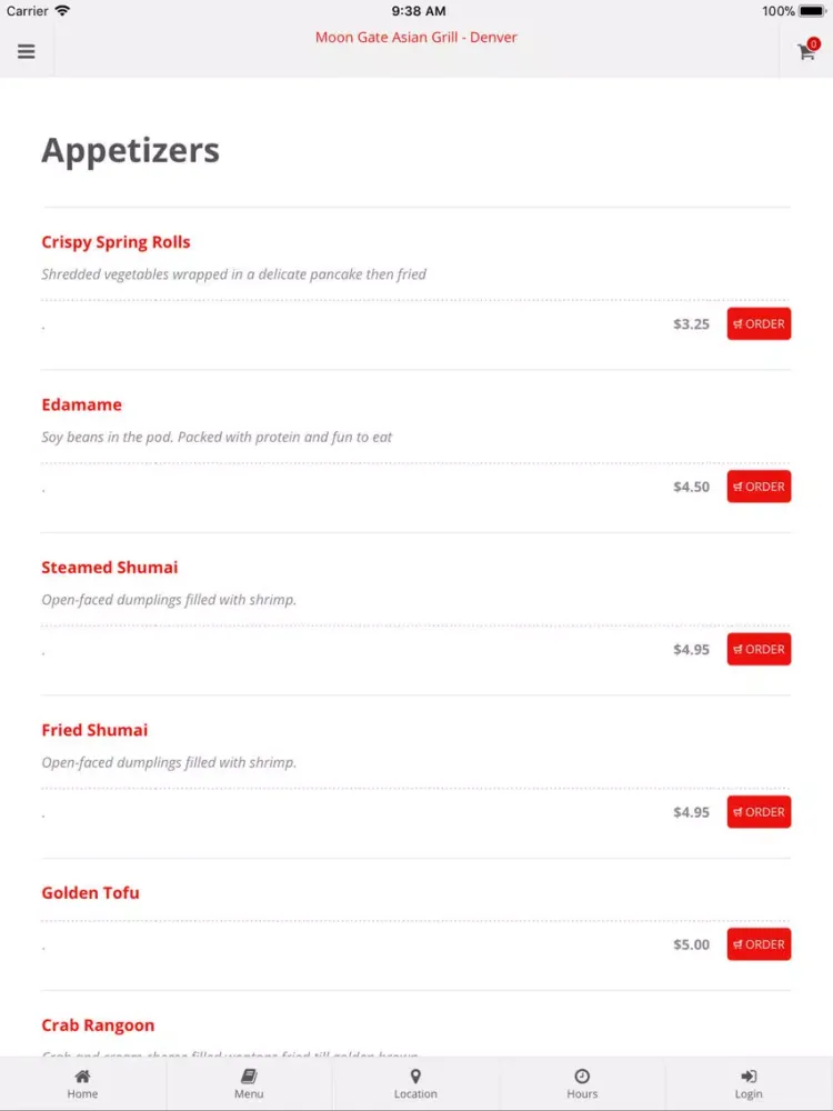 Moon Gate Asian Grill Denver iPad 应用截图