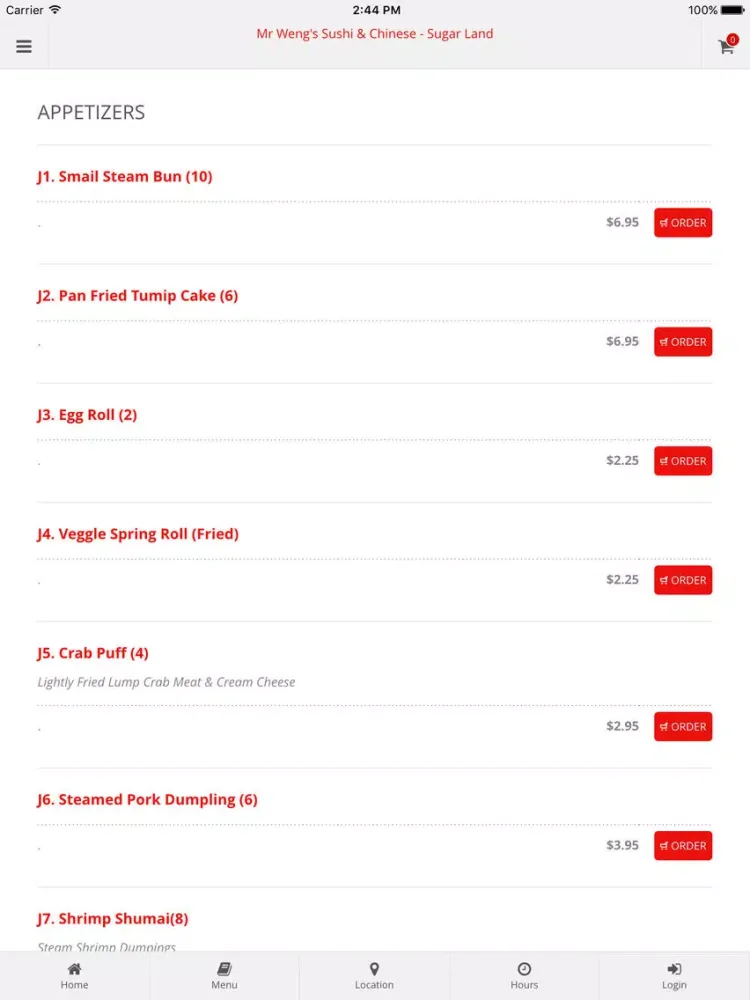 Tangkapan skrin Mr Weng's Sushi & Chinese - Sugar Land Online Ordering iPad 