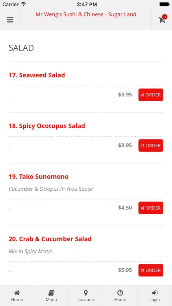 Tangkapan skrin Mr Weng's Sushi & Chinese - Sugar Land Online Ordering